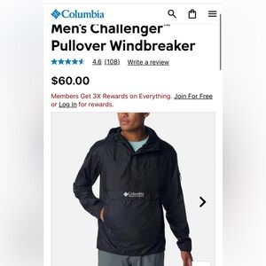 Columbia Black/White Men's Challenger Pullover Windbreaker